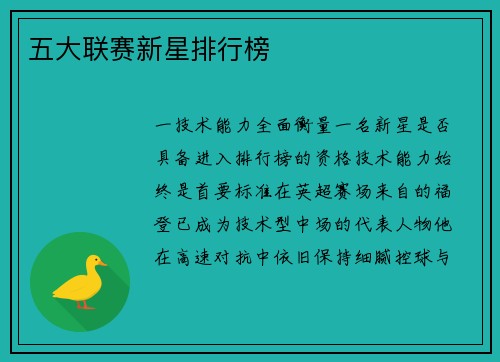 五大联赛新星排行榜